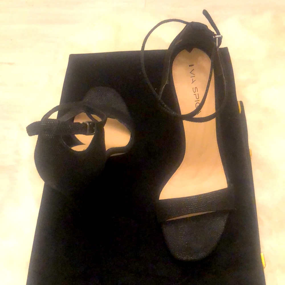 Via Spiga Tiara Black Dotted Suede Leather Heels